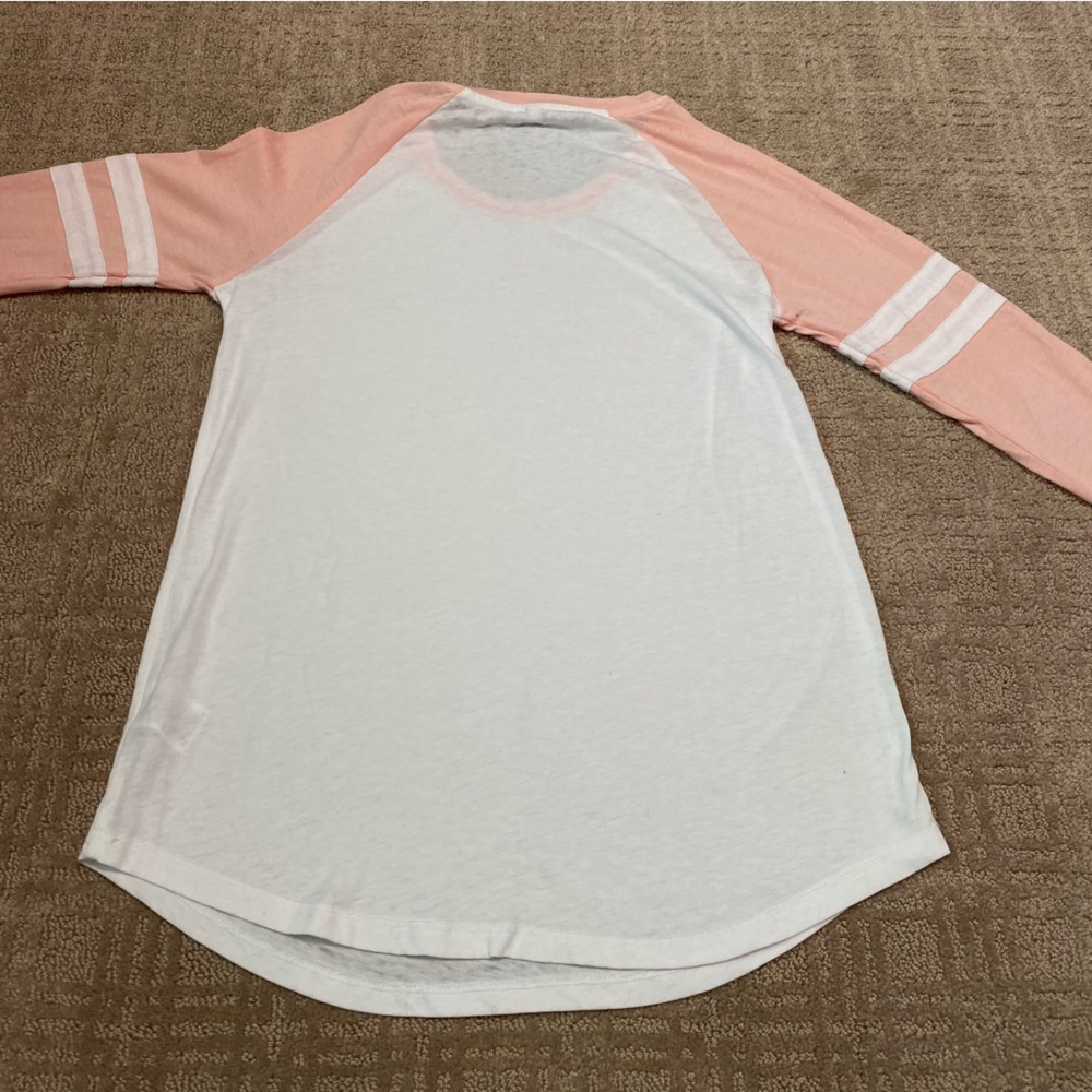 {Z Supply} The Varsity White and Peach Baseball Tee ~ Size XS - Picture 5 of 16